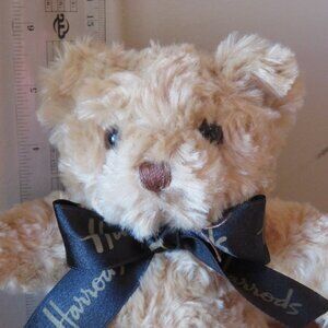 Harrods Jacob Bear Small Plush Stuffed Beige Bow Black gold